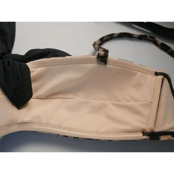 Unique Vintage Leopard Print Pin-Up Rialto Swim Bikini Top L - Picture 5 of 6